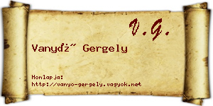 Vanyó Gergely névjegykártya
